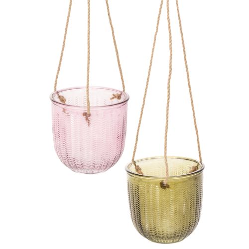 Glazen bloempot/hanglantaarn, paars/groen, 14 cm, 2 stuks kopen | Floristik24.nl