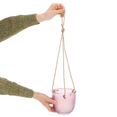 Glazen bloempot/hanglantaarn, paars/groen, 14 cm, 2 stuks | Floristik24.nl