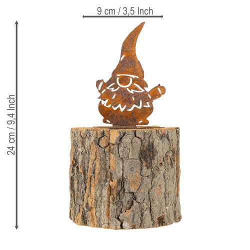 Artikel Bloempot hout schors plantenbak kabouter roest H24cm