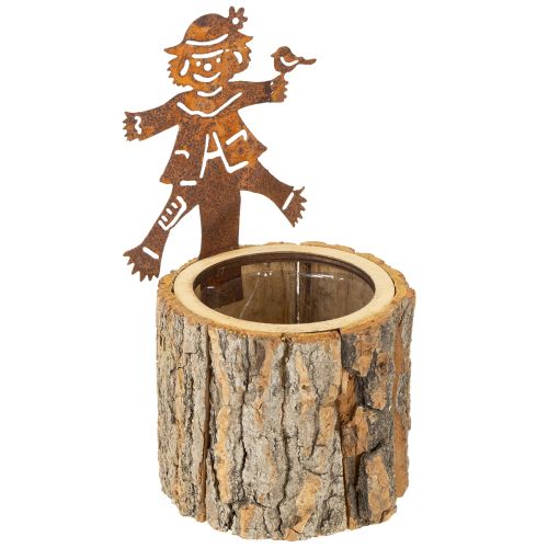 Floristik24 Bloempot houten plantenbak vogelverschrikker roest H24,5cm
