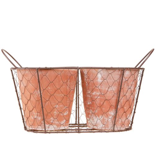 Artikel Bloempot keramiek draadmand bruin terracotta L38,5cm
