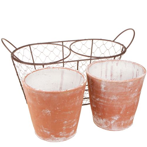 Artikel Bloempot keramiek draadmand bruin terracotta L38,5cm