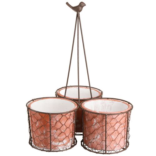 Floristik24 Bloempot keramiek gaasmand metaal bruin Ø30cm H11,5cm