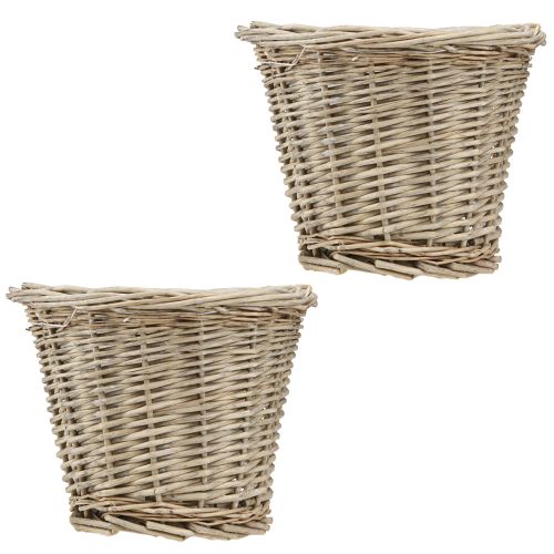 Artikel Bloempotmand wilg naturel grijs wit Ø20cm H16cm 2st
