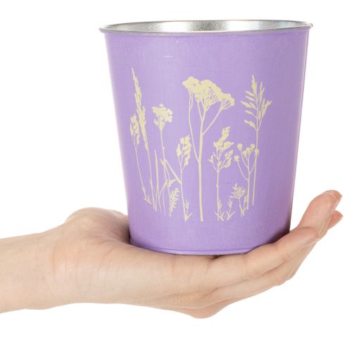 Ronde pastelkleurige bloempot met bloemenmotief voor kamerplanten, 12 cm, 3 stuks | Floristik24.nl