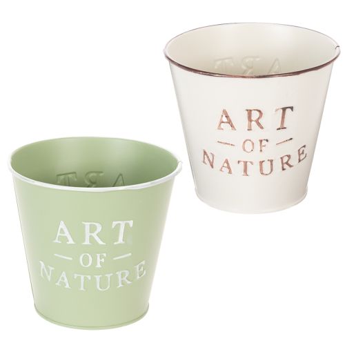 Bloempot met natuurmotief en opschrift, decoratie voor vensterbank en woonkamer, 15 cm, 2 stuks