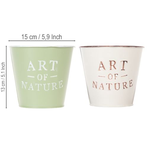 Bloempot met natuurmotief en opschrift, decoratie voor vensterbank en woonkamer, 15 cm, 2 stuks | Floristik24.nl