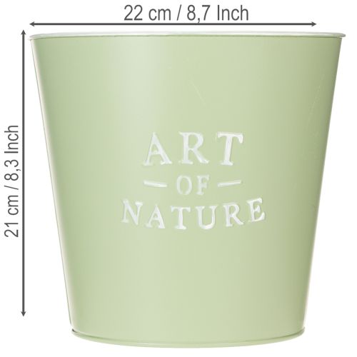 Artikel Zinken bloempot, metalen plantenbak, mintgroen, Ø22cm, H21cm