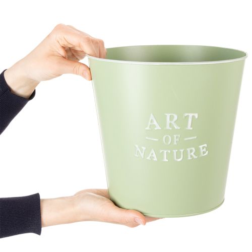 Artikel Zinken bloempot, metalen plantenbak, mintgroen, Ø22cm, H21cm