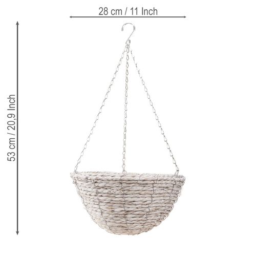 Artikel Bloempot hangend stro naturel wit Ø28cm H15cm 2st