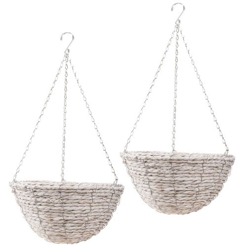 Artikel Bloempot hangend stro naturel wit Ø28cm H15cm 2st