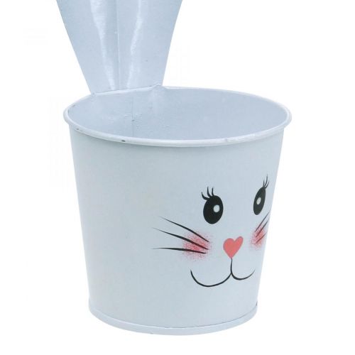 Bloempot konijnenbak metaal wit Paasdecoratie Ø8cm H20,5cm 4st