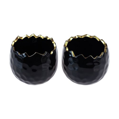 Artikel Bloempot keramiek auberginepot zwart Ø10cm H8cm 2 st