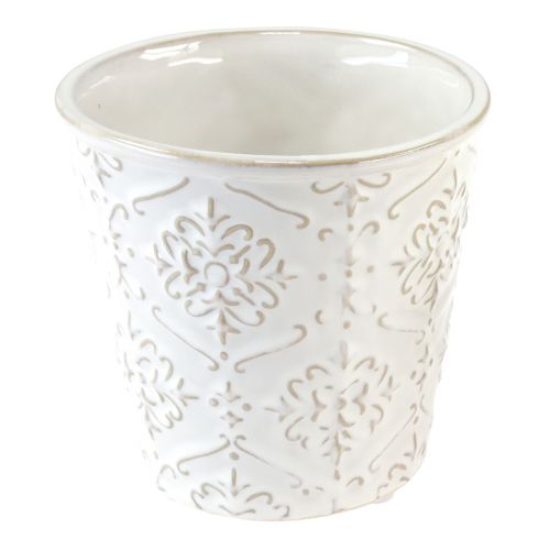 Artikel Bloempot keramiek plantenbak wit crème beige Ø13,5cm 2st