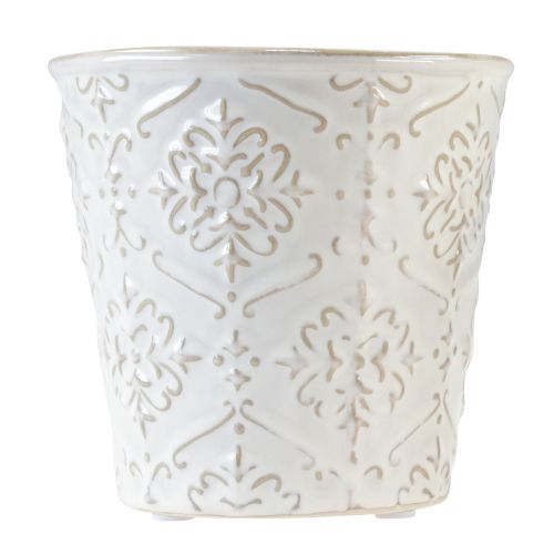 Artikel Bloempot keramiek plantenbak wit crème beige Ø13,5cm 2st