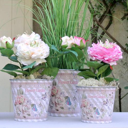 Floristik24 Bloempot metalen rozen zomerdecoratie plantenbak Ø15cm H15.5cm