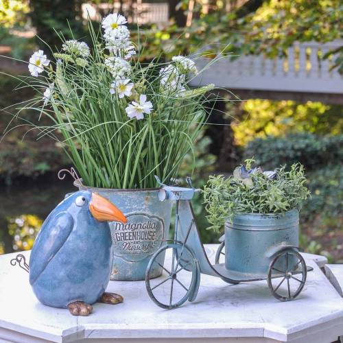 Floristik24 Bloempot scooter metaal roest blauw 33cm