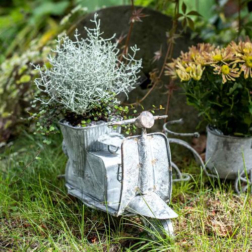 Floristik24 Bloempot scooter metaal vintage white wash 35×12×23cm
