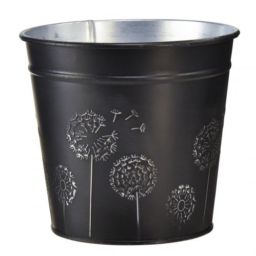 Floristik24 Bloempot zwart zilver plantenbak metaal Ø12,5cm H11,5cm