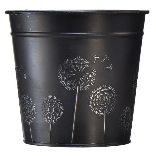 Artikel Bloempot zwart zilver plantenbak metaal Ø12,5cm H11,5cm