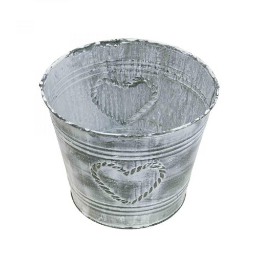 Floristik24 Bloempot shabby chic plantenbak metaal hart Ø17cm H13.5cm