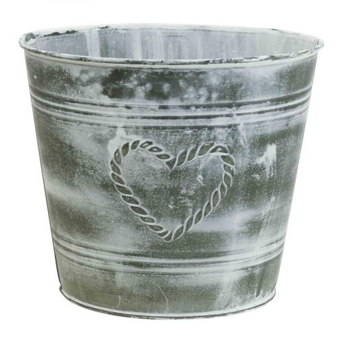 Bloempot Shabby Chic plantenbak metaal hart Ø17,5cm H15,5cm