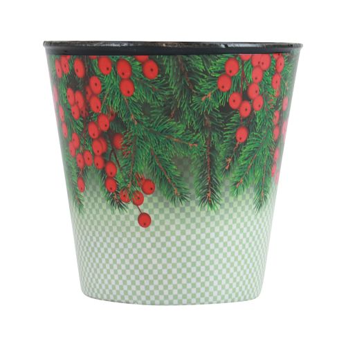 Floristik24 Bloempot Kerstplantenbak emmer Ilex Ø13cm H11,5cm