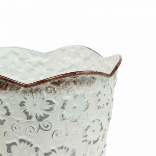 Floristik24 Bloempot wit metaal cachepot plantenpot Ø13cm H11.5cm