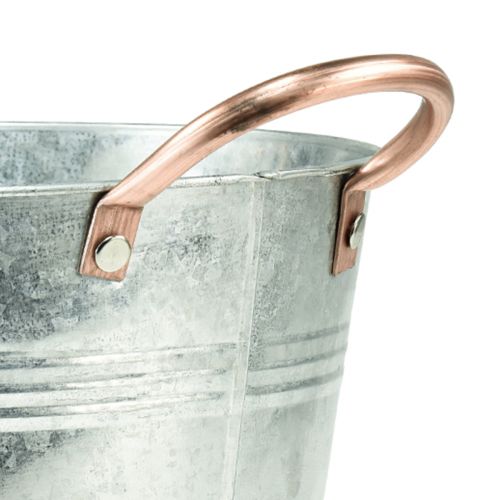 Artikel Bloempot met handvatten metalen sieremmer Ø16cm H15cm