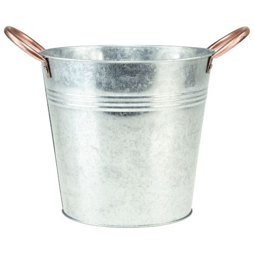 Artikel Bloempot met handvatten metalen sieremmer Ø16cm H15cm