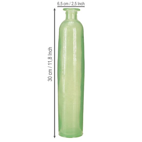 Artikel Bloemenvaas glas decoratieve vaas in groen hoog Ø6.5cm H30cm