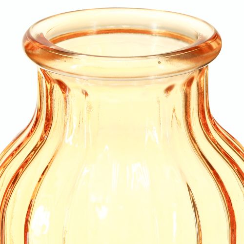 Artikel Bloemenvaas glas oranje retro design Ø11cm H14.5cm 2 stuks