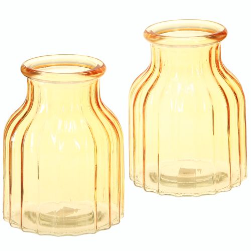 Artikel Bloemenvaas glas oranje retro design Ø11cm H14.5cm 2 stuks