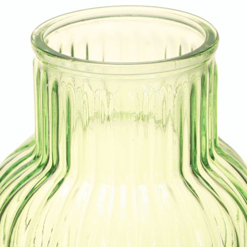 Artikel Bloemenvaas retro groene glazen vaas groeven Ø13,5cm H20cm