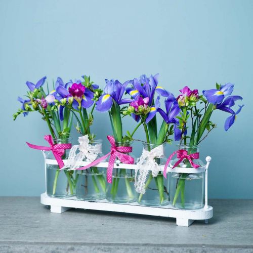 Floristik24 Bloemenvaas apotheker flessen apotheker glasdecoratie op dienblad 38cm
