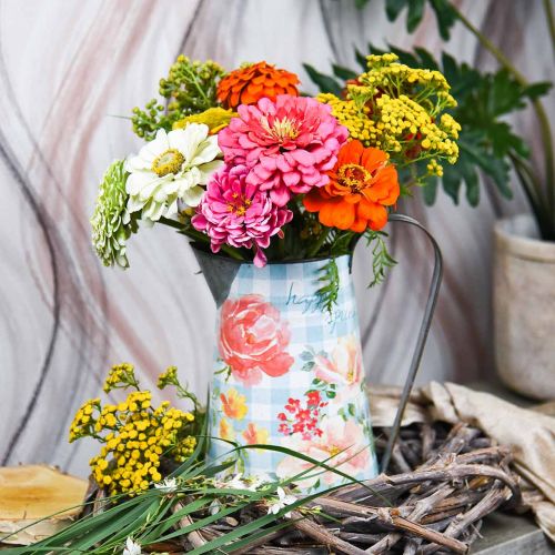 Bloemenvaas deco kan metaal vintage tuindecoratie plantenbak H23cm