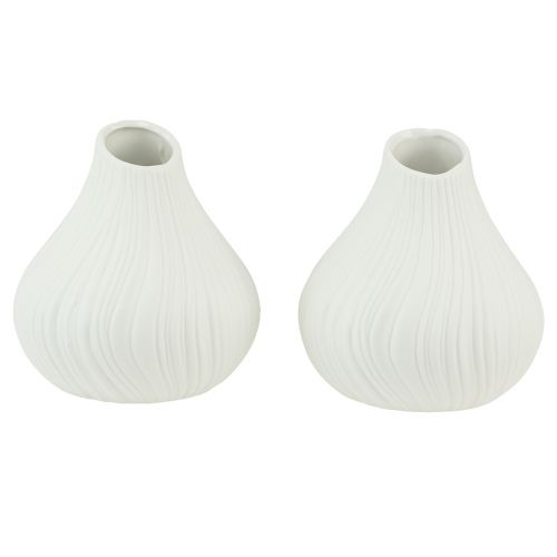 Floristik24 Bloemenvaas keramiek uivorm wit Ø13cm H13,5cm 2st