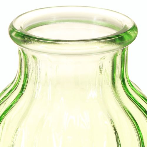 Artikel Bloemenvaasjes groen glas decoratie retro Ø11cm H14.5cm 2 stuks