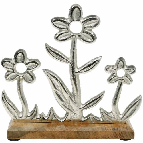 Floristik24 Lente decoratie bloemenweide basis mango houten standaard tafeldecoratie