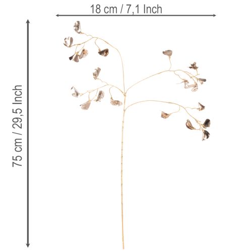 Kunstplant met bonenbloesemtak in metallic design voor Kerstmis, 80 cm, 3 stuks | Floristik24.nl