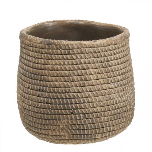 Floristik24 Boho bloempot gevlochten patroon plantenbak keramiek Ø12cm H14cm 2st