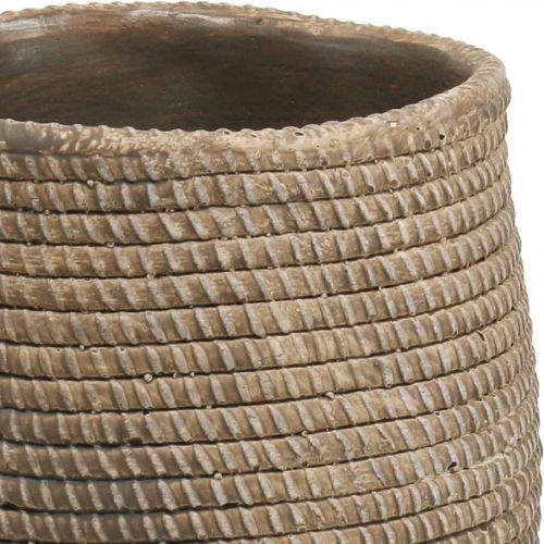 Floristik24 Boho bloempot gevlochten patroon plantenbak keramiek Ø12cm H14cm 2st