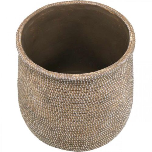 Floristik24 Boho bloempot keramiek groot gevlochten look Ø21.5cm H24cm