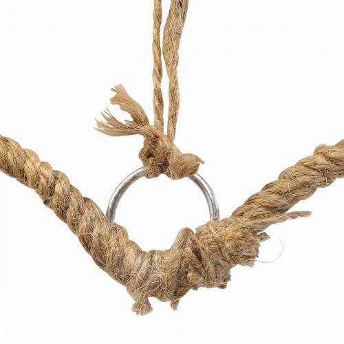 Boho stijl, hart metalen ring decoratieve ring jute lint B33cm 3st