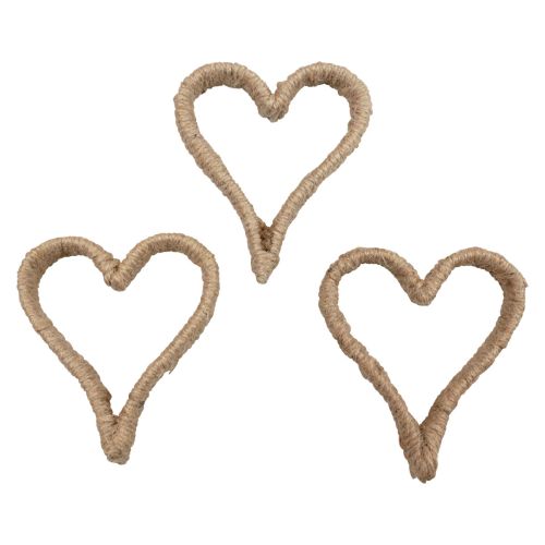 Boho-stijl hart metalen ring decoratieve ring jute lint 11cm 6st