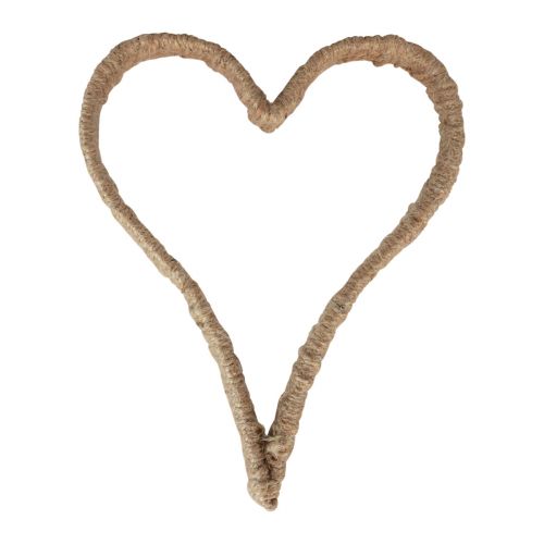 Boho-stijl, hart metalen ring decoratieve ring jute lint 20cm 4st