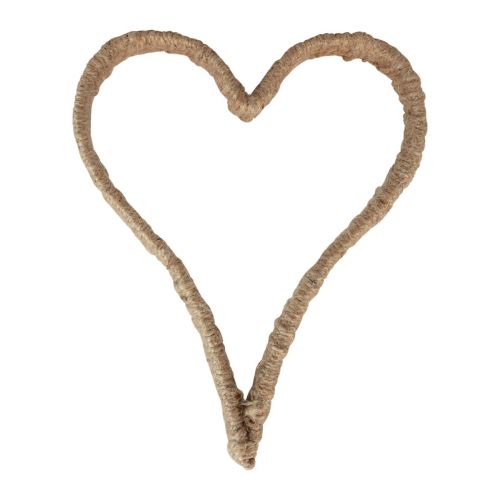 Artikel Boho-stijl, hart metalen ring decoratieve ring jute lint 20cm 4st