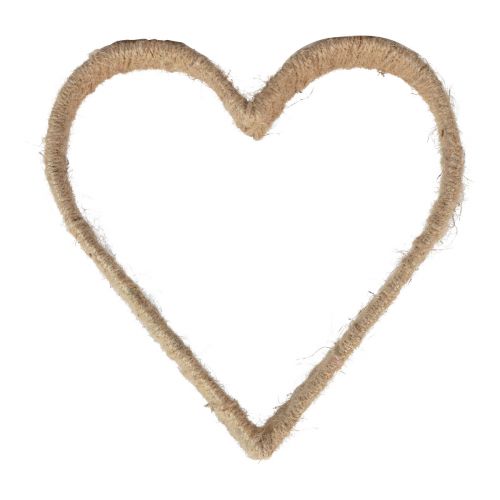 Artikel Boho stijl, hart metalen ring decoratie jute lint 30cm