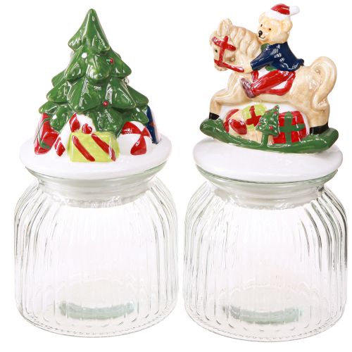 Floristik24 Snoeppot met deksel Kerstbonboniere H20cm 2st