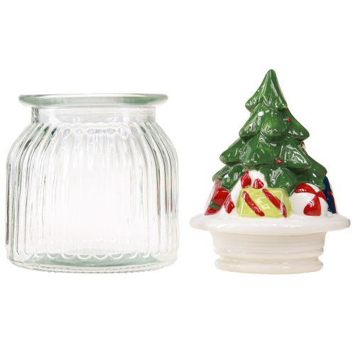 Artikel Snoeppot met deksel Kerstbonboniere H20cm 2st